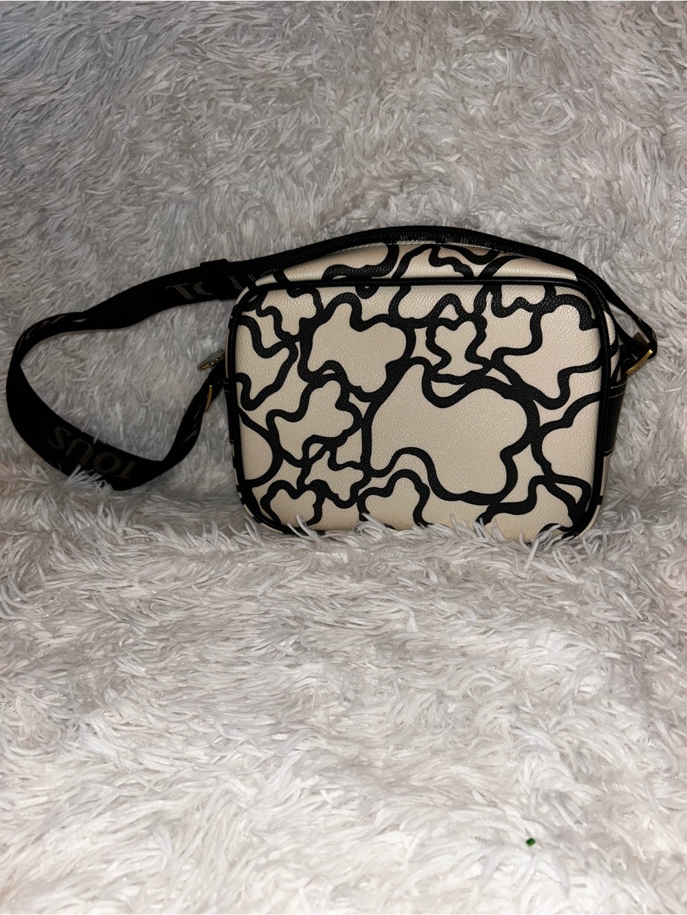 Tous Cream Crossbody with Black Abstract Floral Outline